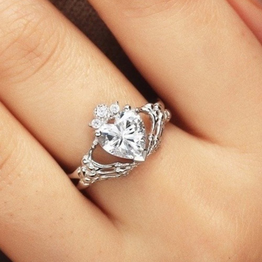 Skeleton Claddagh Ring